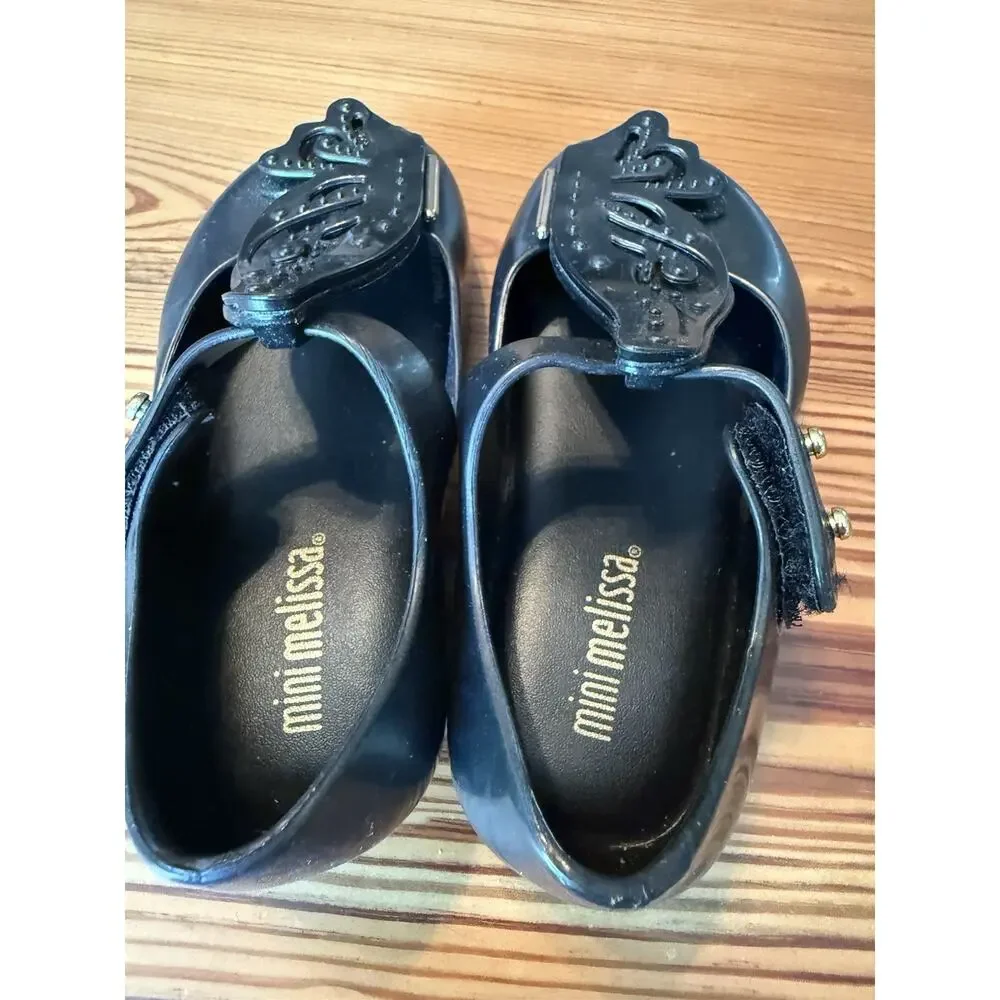 Mini Melissa Ballet Flat Mini Ultragirl Fly II Toddler Sz 6 Black Butterfly NWOB